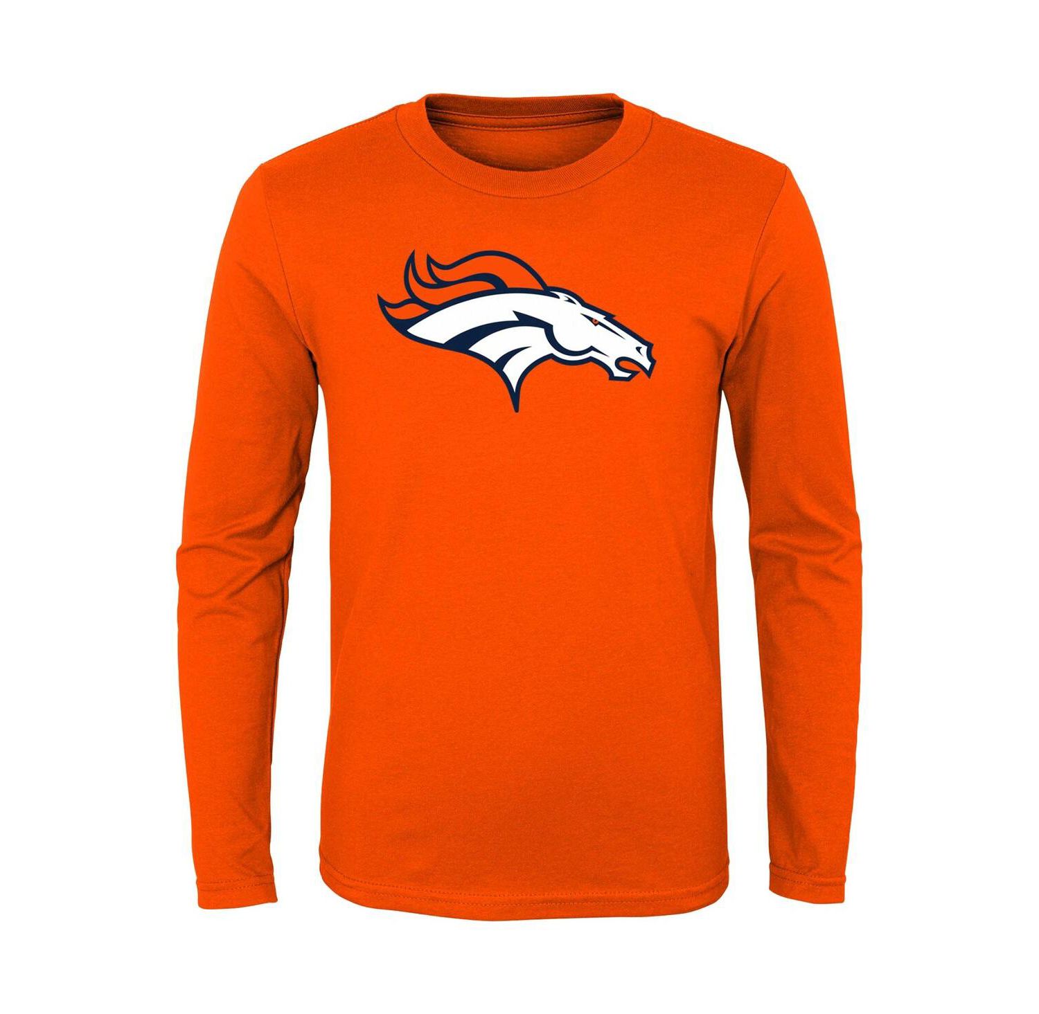 Big Boys Orange Denver Broncos Primary Logo Long Sleeve T-shirt