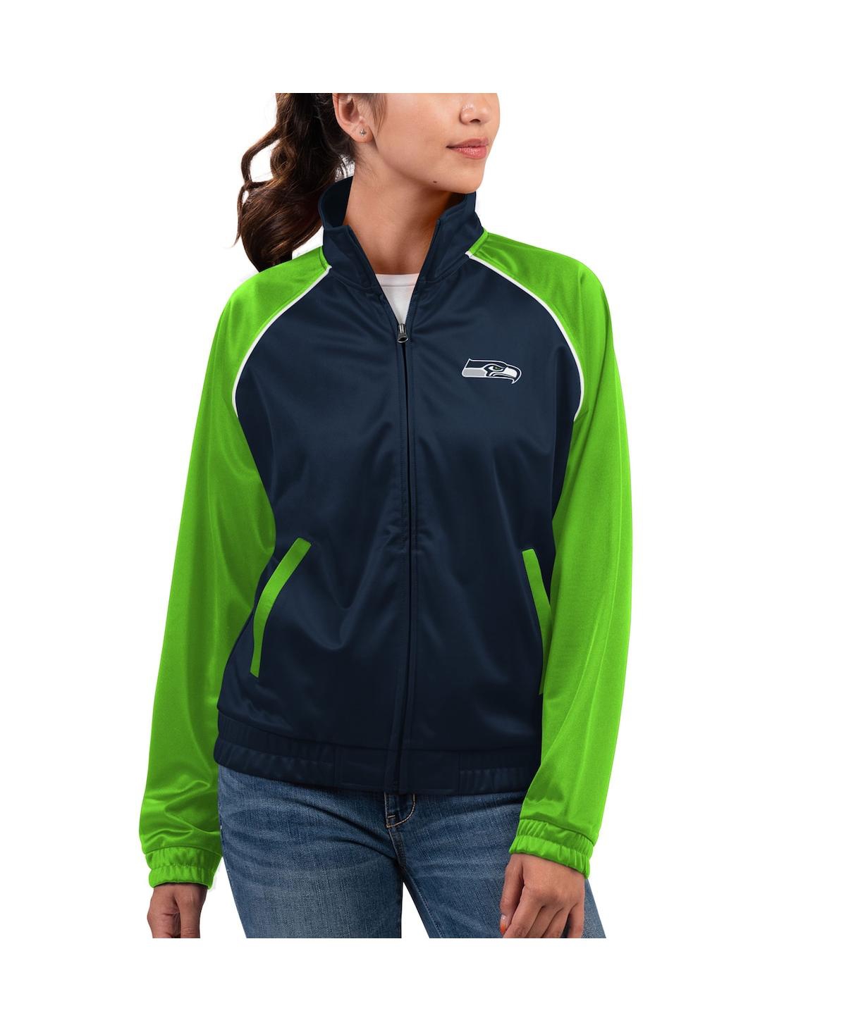 Shop G-iii 4her By Carl Banks Women's  Navy Seattle Seahawks Showup Fashion Dolman Full-zip Track Jacket