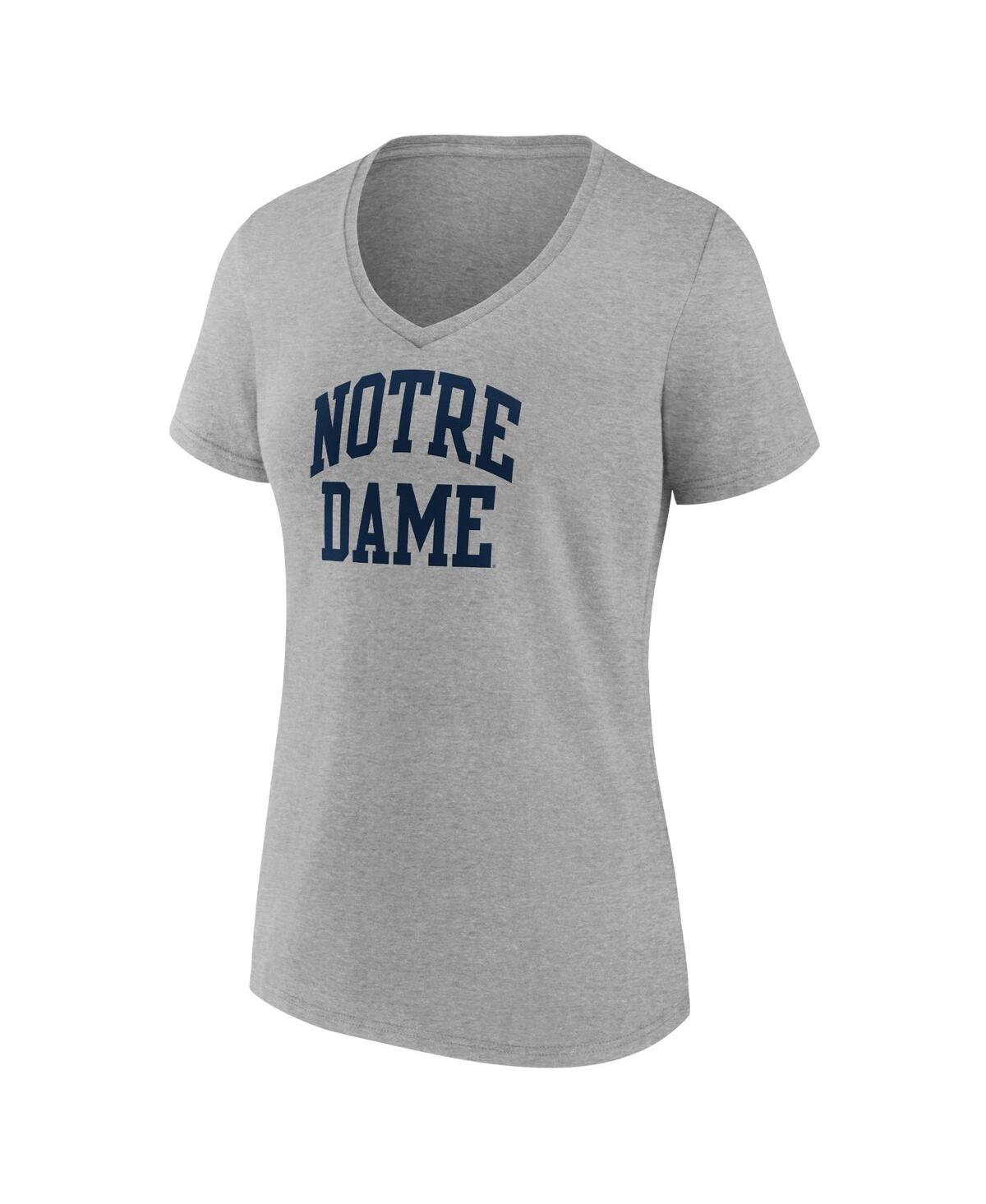 Women's FanaticsNotre Dame Fighting Irish Basic Arch V-Neck T-shirt - Heather Gray