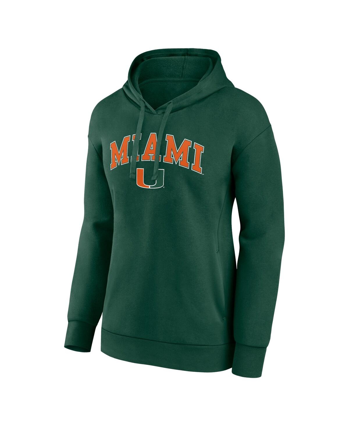 Shop Fanatics Women's  Green Miami Hurricanes Evergreen Campus Pullover Hoodie