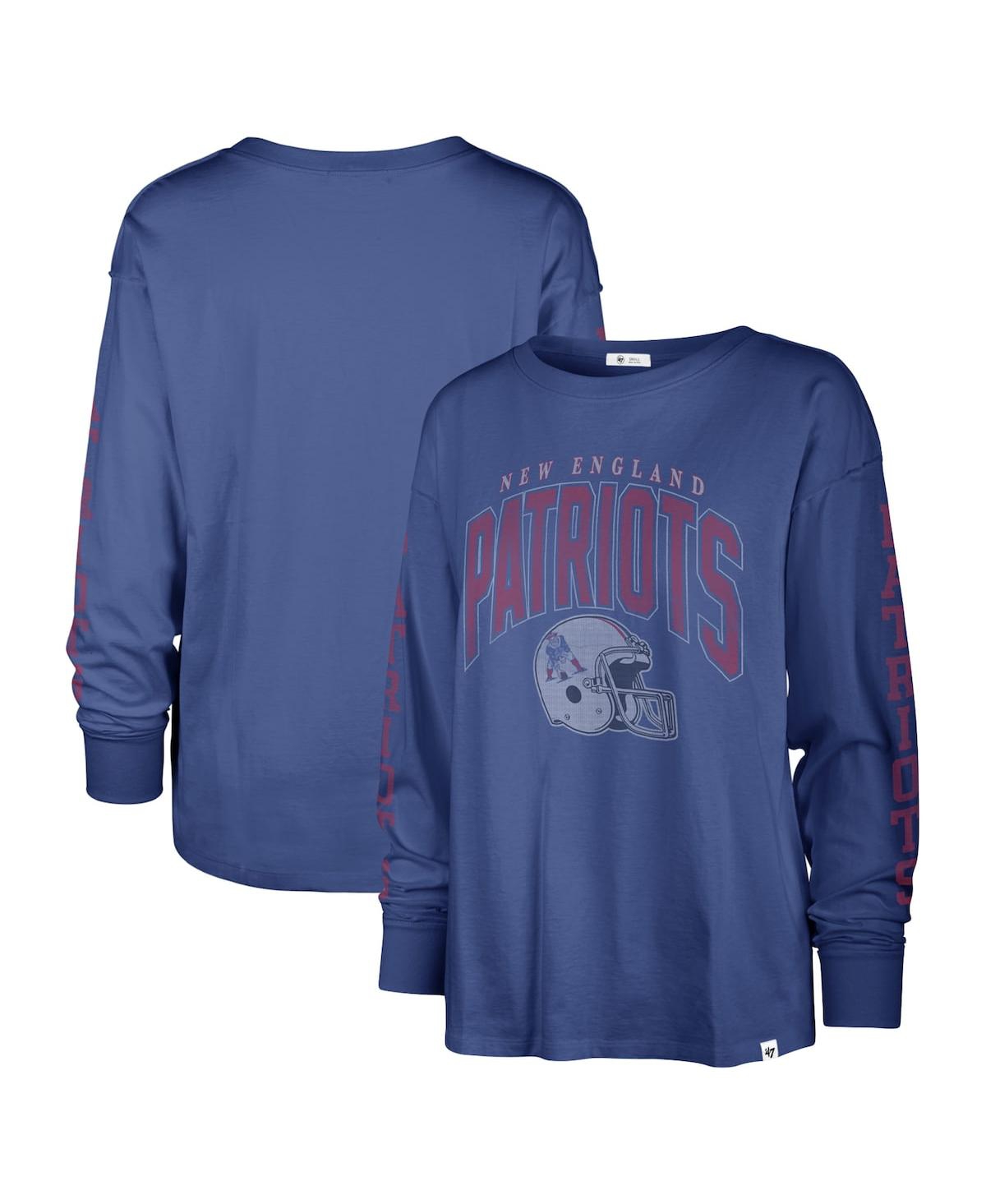 47 Brand Women's ' Royal Distressed New England Patriots Tom Cat Long Sleeve T-shirt