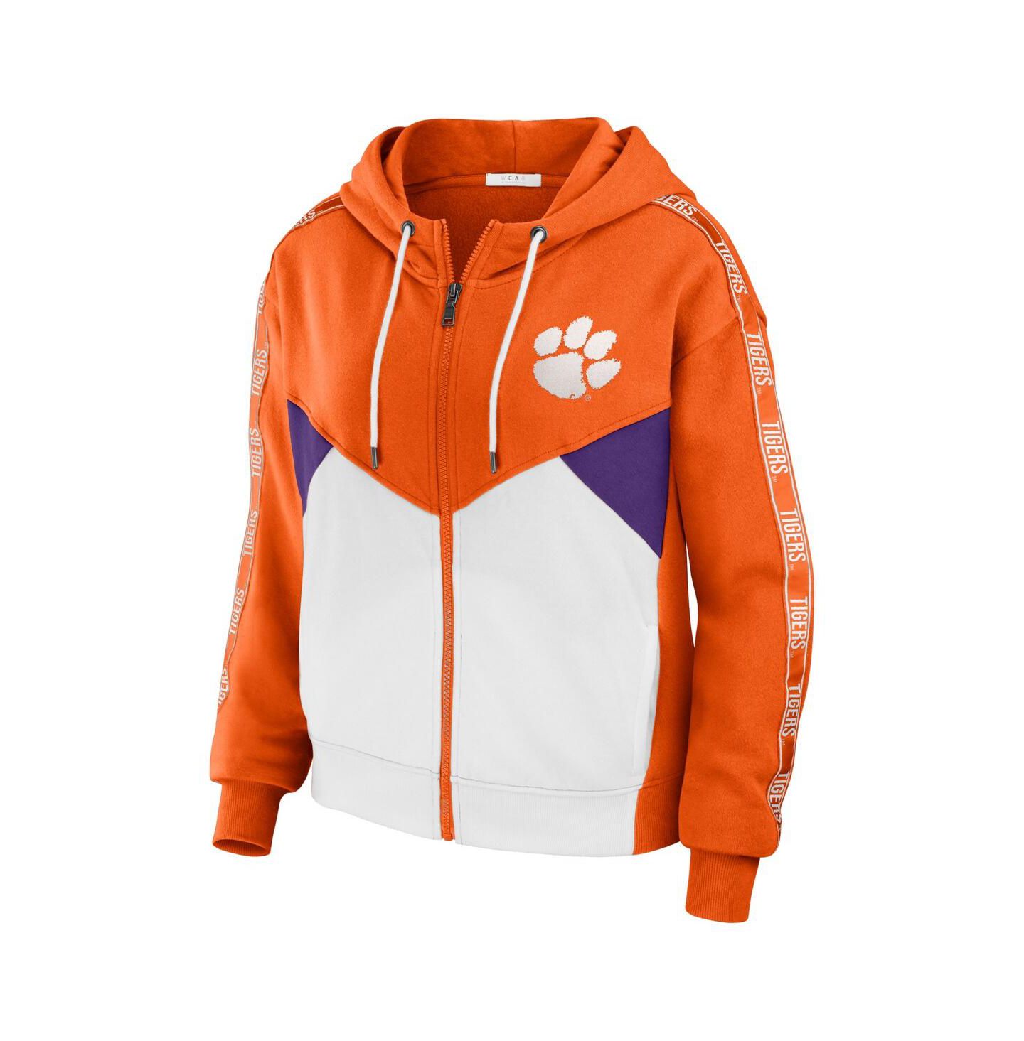 Женская куртка WEAR by Erin Andrews Orange Clemson Tigers Colorblock Full-Zip Hoodie Jacket — фото 2