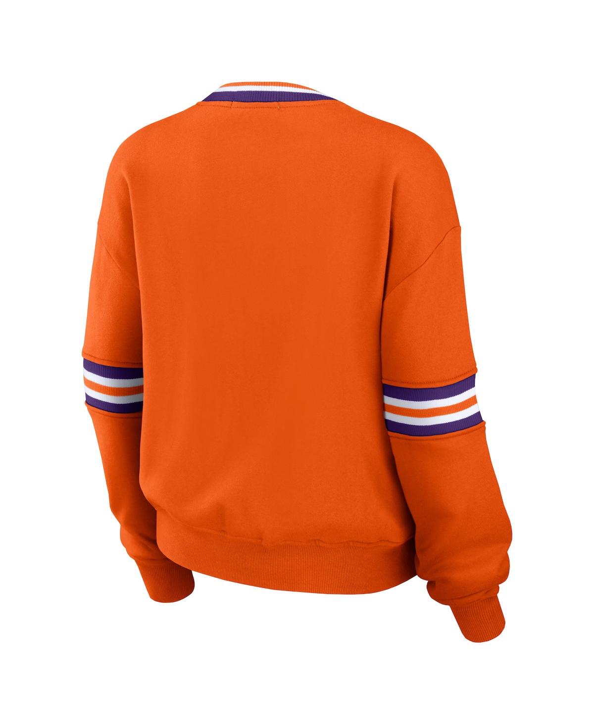 Shop Wear By Erin Andrews Women's  Orange Distressed Clemson Tigers Vintage-like Pullover Sweatshirt