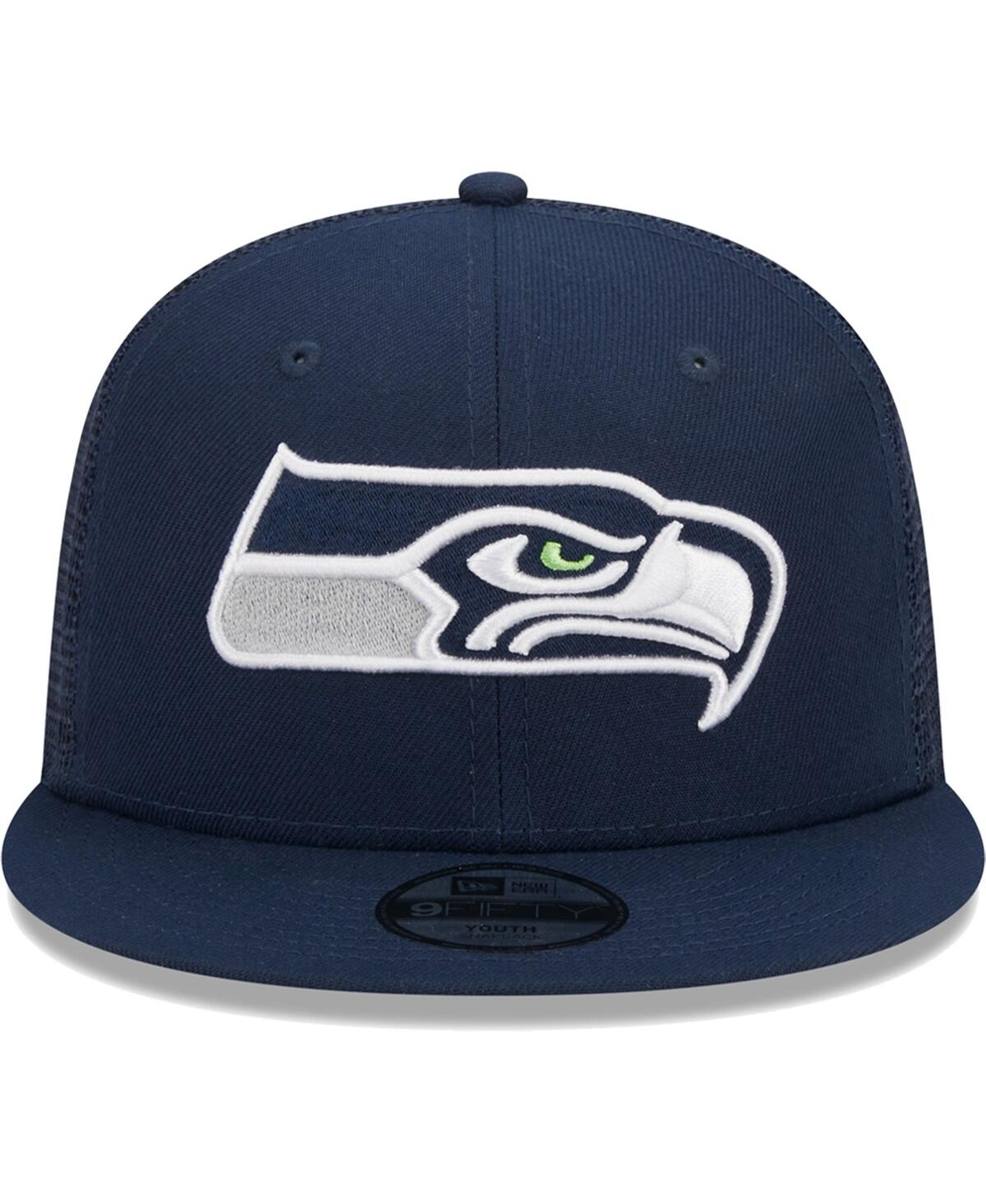 New Era Youth Boys And Girls  College Navy Seattle Seahawks Main Trucker 9fifty Snapback Hat In Navy