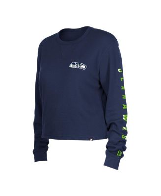 Women's College Navy Seattle Seahawks Thermal Crop Long Sleeve T-shirt