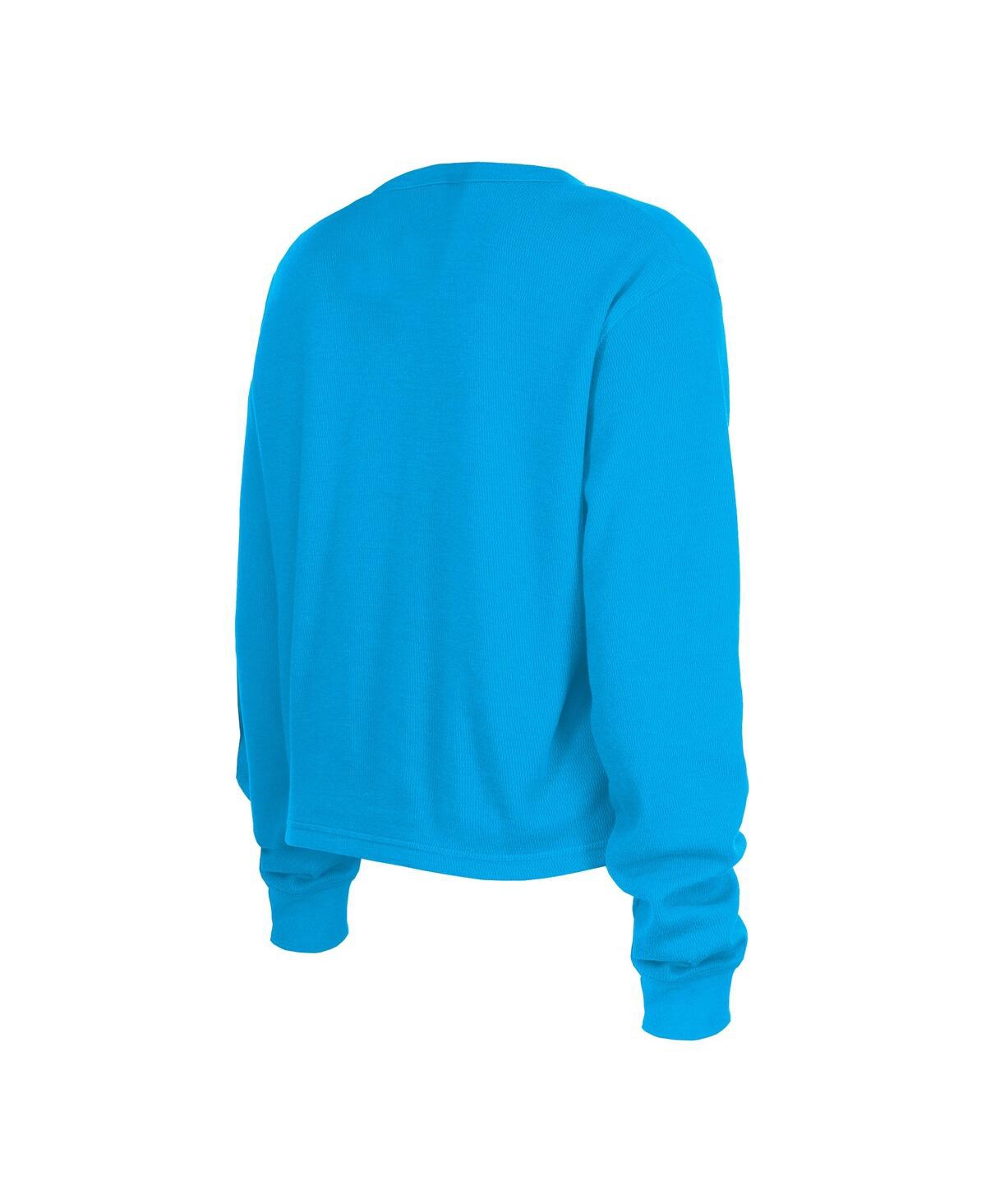Shop New Era Women's  Blue Carolina Panthers Thermal Crop Long Sleeve T-shirt