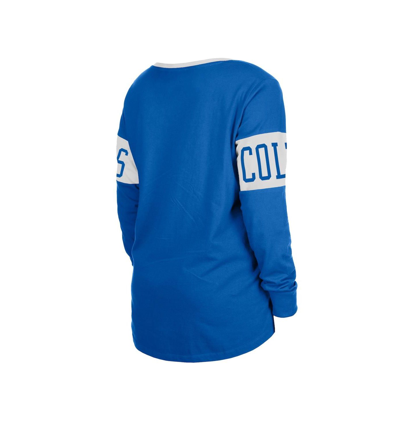 Женская футболка New Era Blue Indianapolis Colts Lace-Up Notch Neck Long Sleeve — фото 3