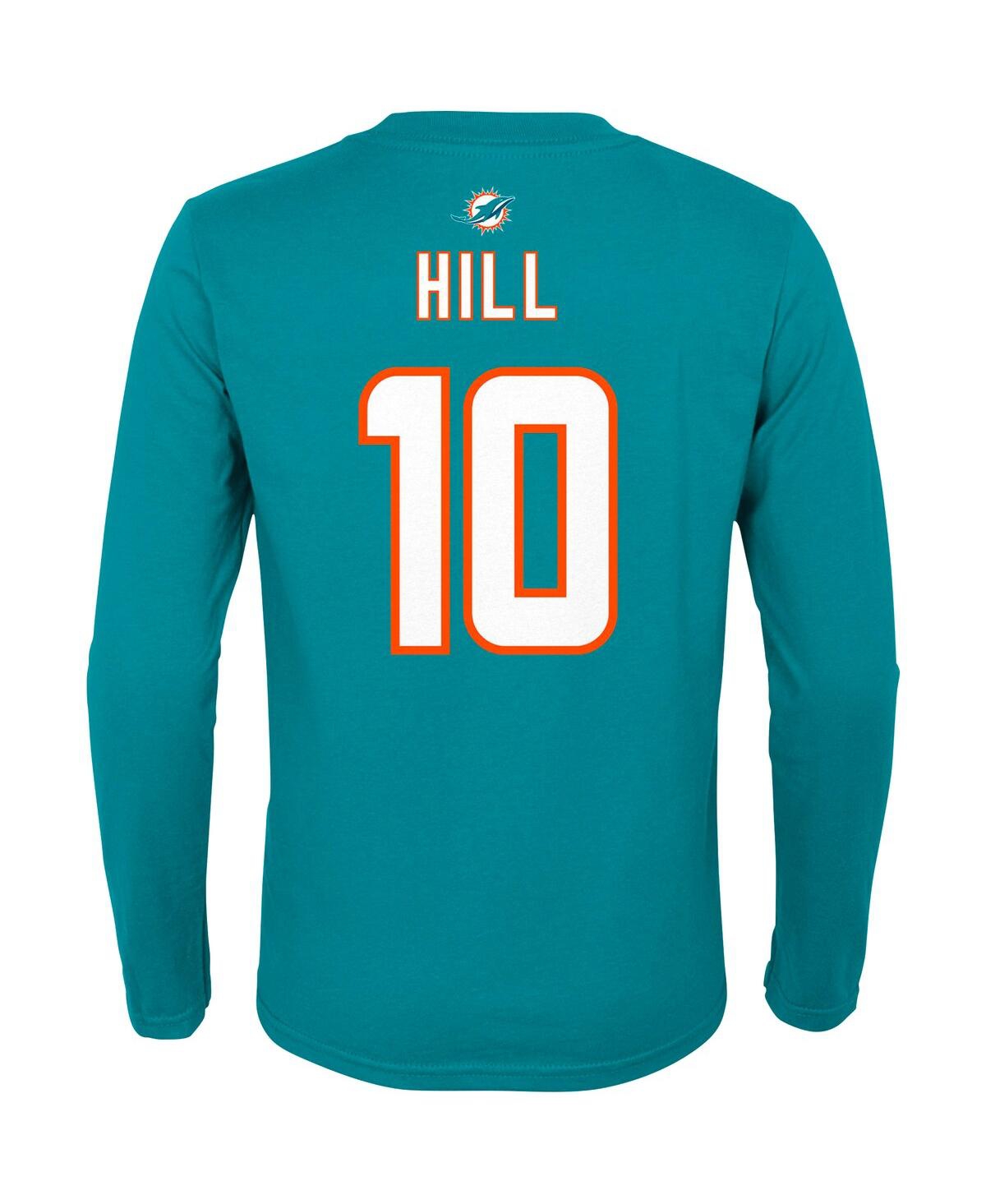 Youth Tyreek Hill White Miami Dolphins Mainliner Player Name Number T-Shirt