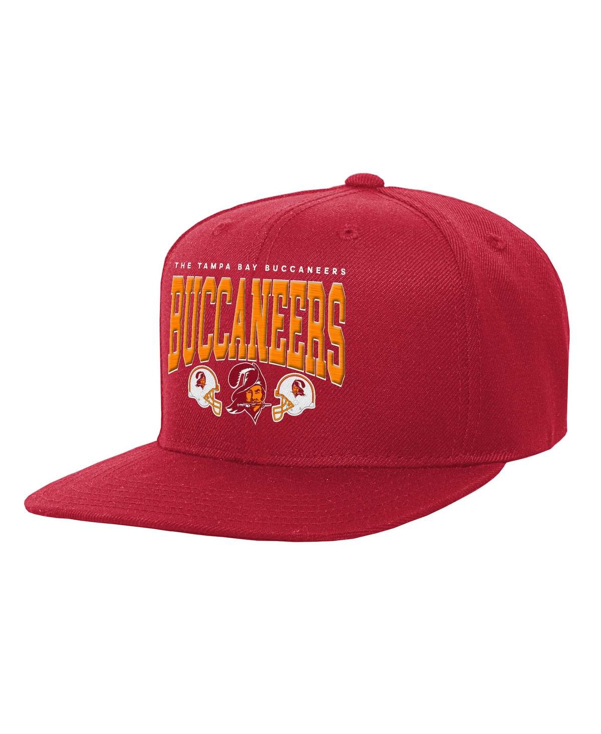 Mitchell & Ness Kids' Youth Boys And Girls  Red Tampa Bay Buccaneers Champ Stack Flat Brim Snapback Hat