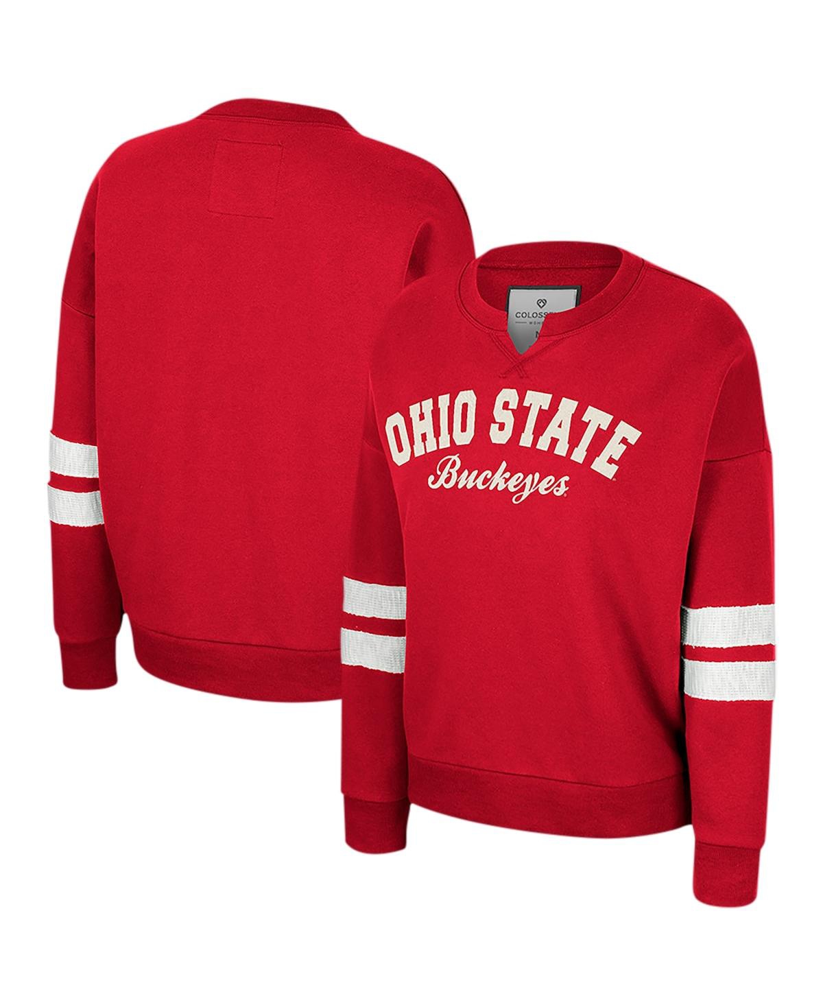 Women's Colosseum Scarlet Distressed Ohio State Buckeyes Perfect DateÂ Notch Neck Pullover Sweatshirt - Scarlet