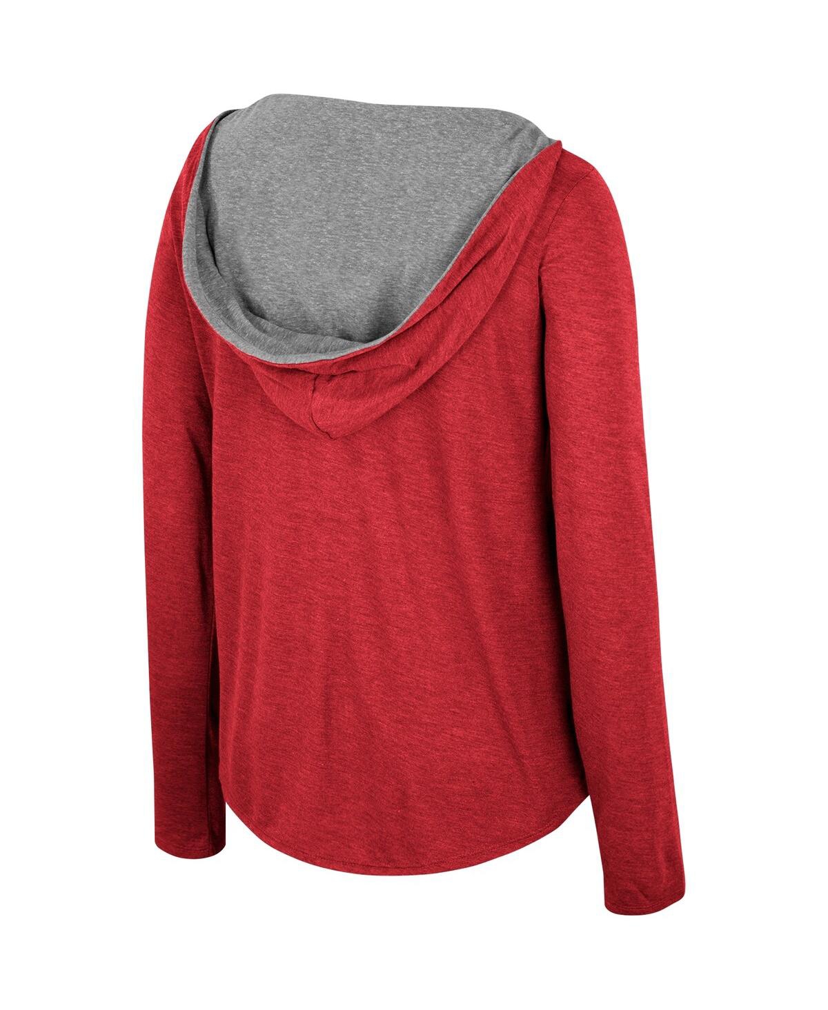 Shop Colosseum Women's  Cardinal Arkansas Razorbacks Distressed Heather Long Sleeve Hoodie T-shirt