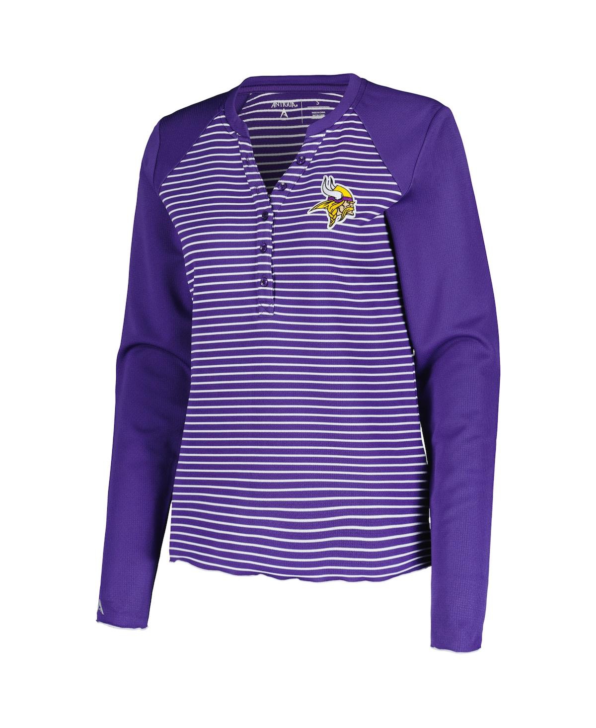 Shop Antigua Women's  Purple Minnesota Vikings Maverick Waffle Henley Long Sleeve T-shirt