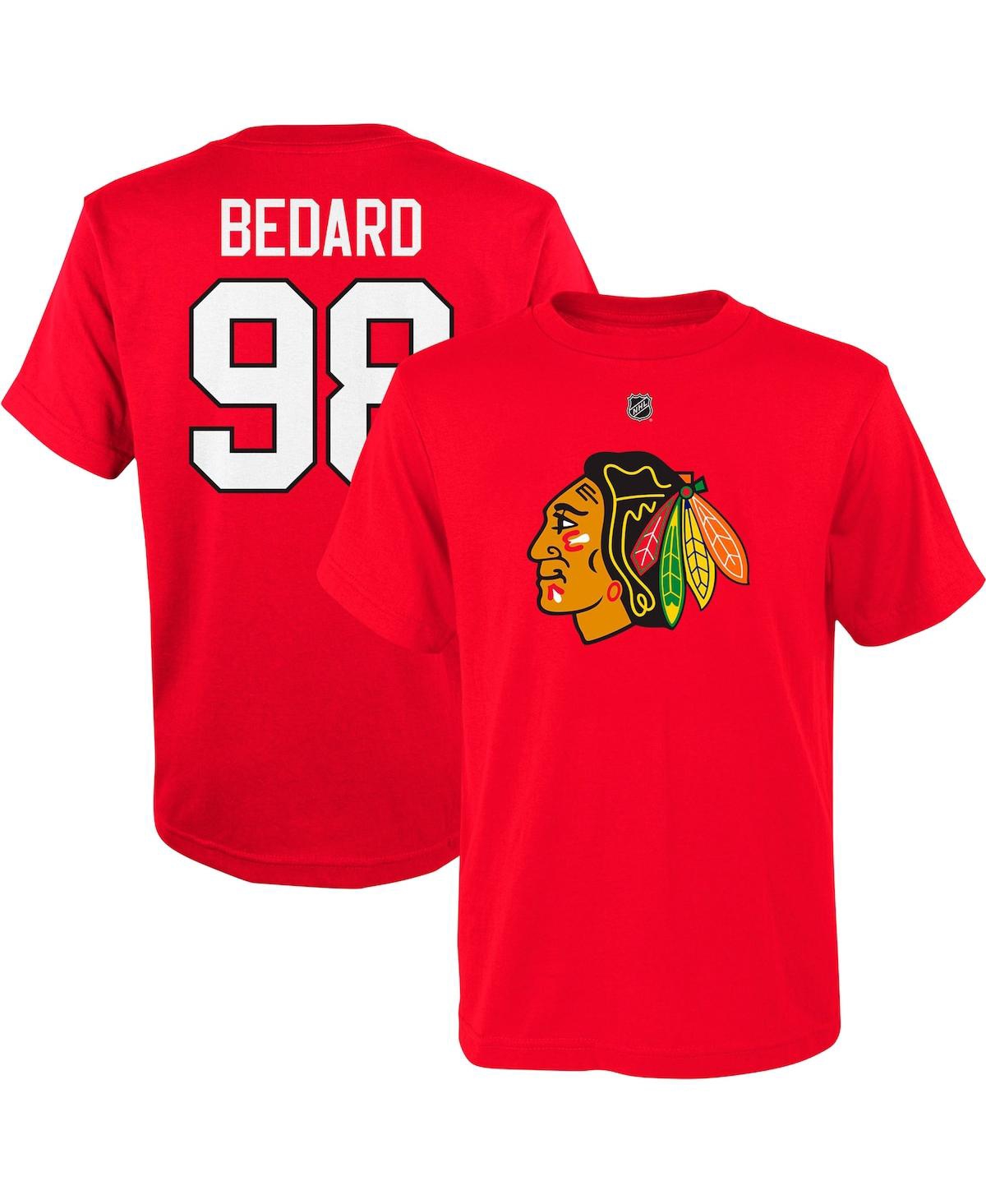 Shop Outerstuff Big Boys Connor Bedard Red Chicago Blackhawks Name And Number T-shirt