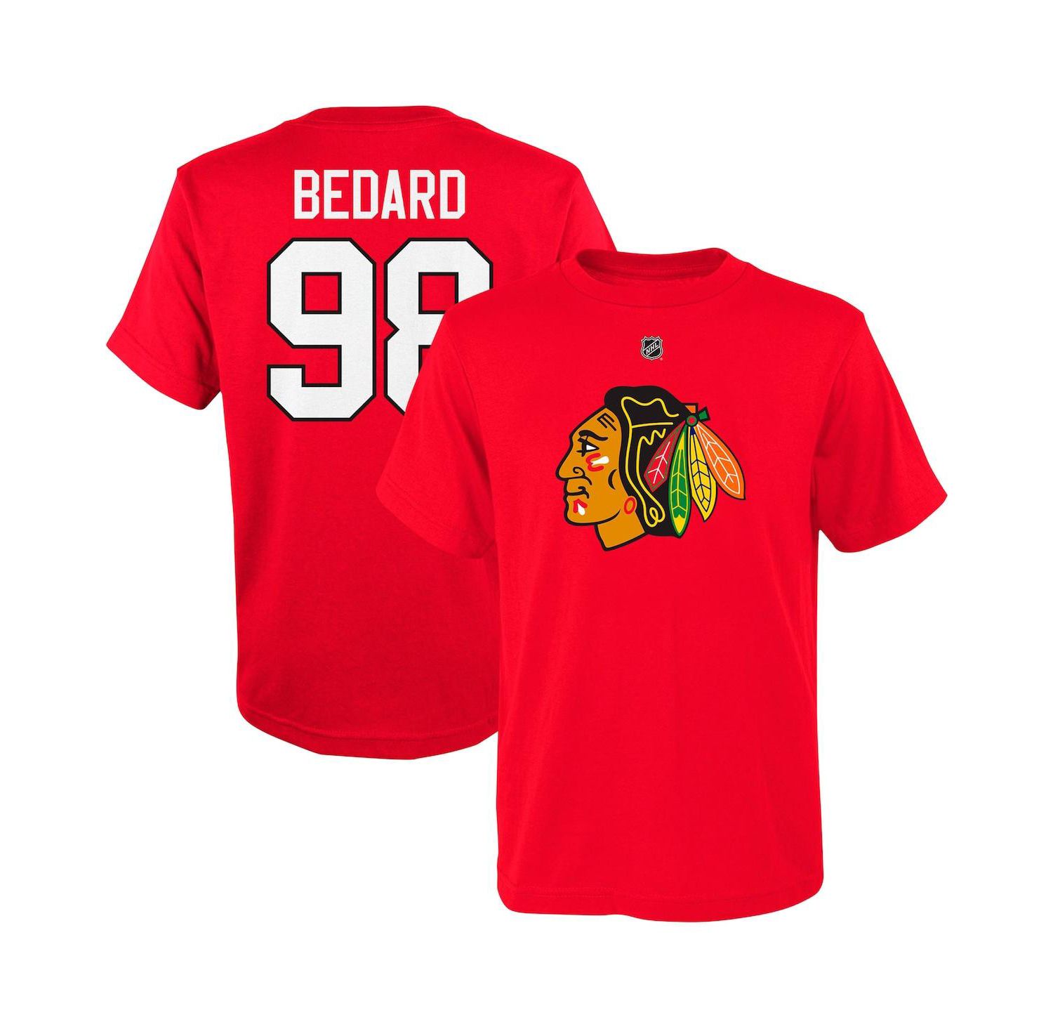 Big Boys Connor Bedard Red Chicago Blackhawks Name and Number T-shirt