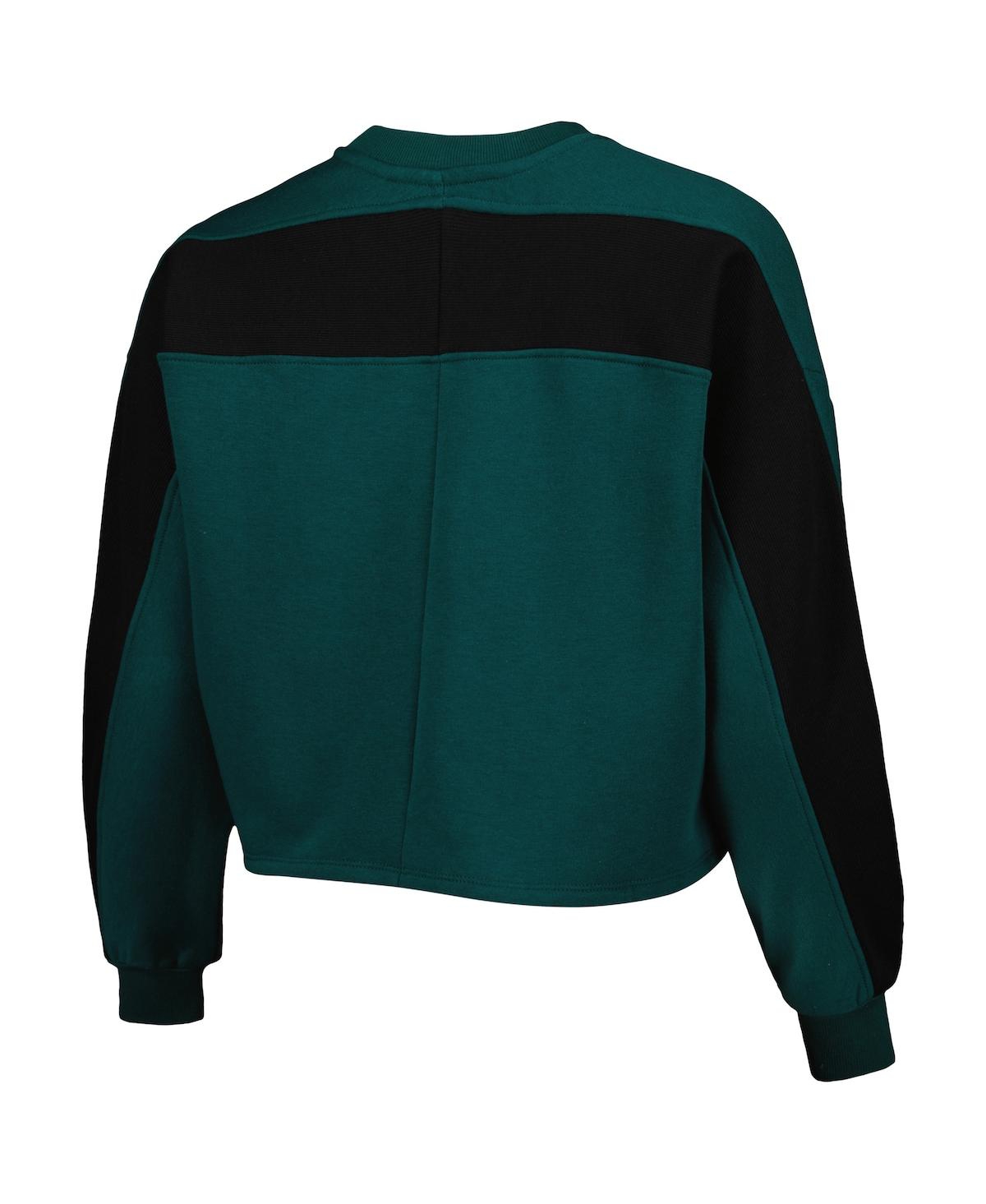 GAMEDAY COUTURE WOMEN'S GAMEDAY COUTURE GREEN MICHIGAN STATE SPARTANS BACK TO REALITY COLORBLOCK PULLOVER SWEATSHIRT 