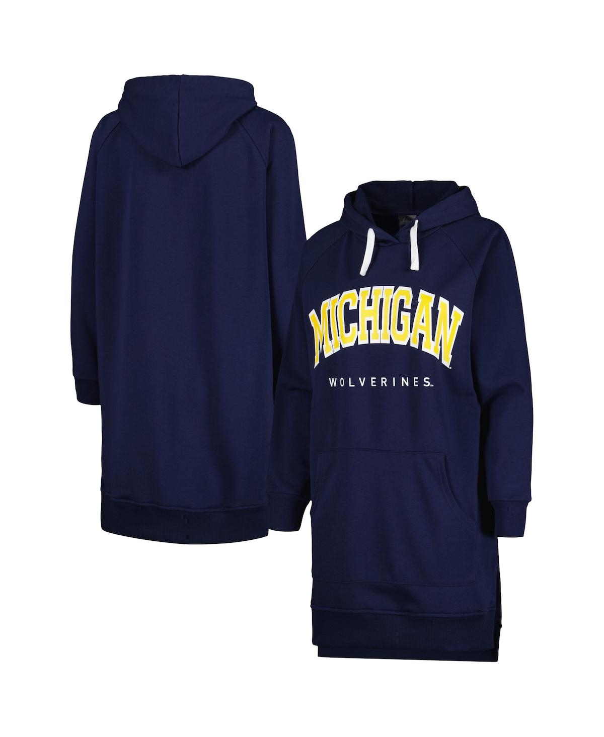 Shop Gameday Couture Women's  Navy Michigan Wolverines Take A Knee Raglan Hooded Sweatshirt Dress