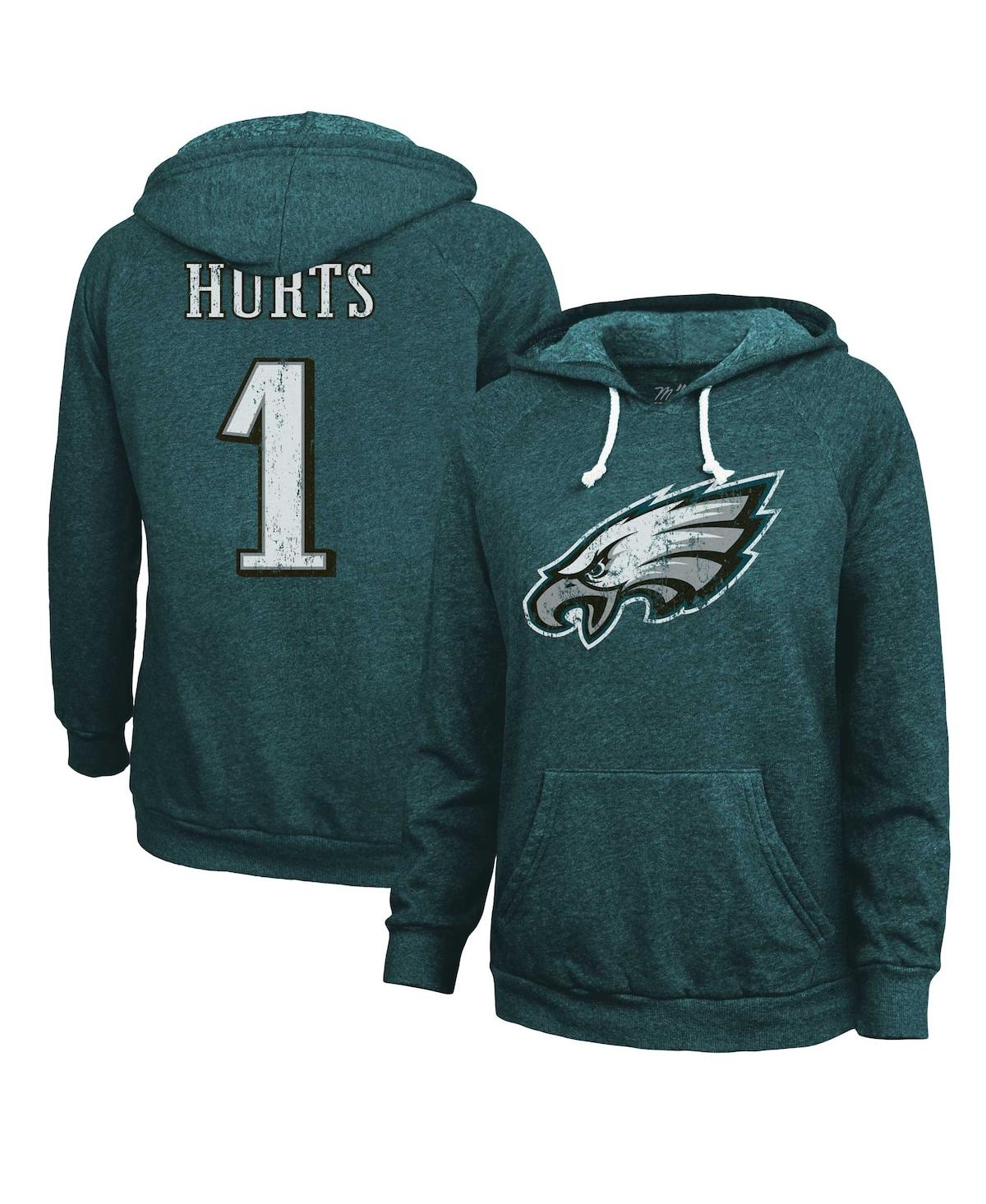 Majestic Women's  Threads Jalen Hurts Midnight Green Distressed Philadelphia Eagles Name And Number P
