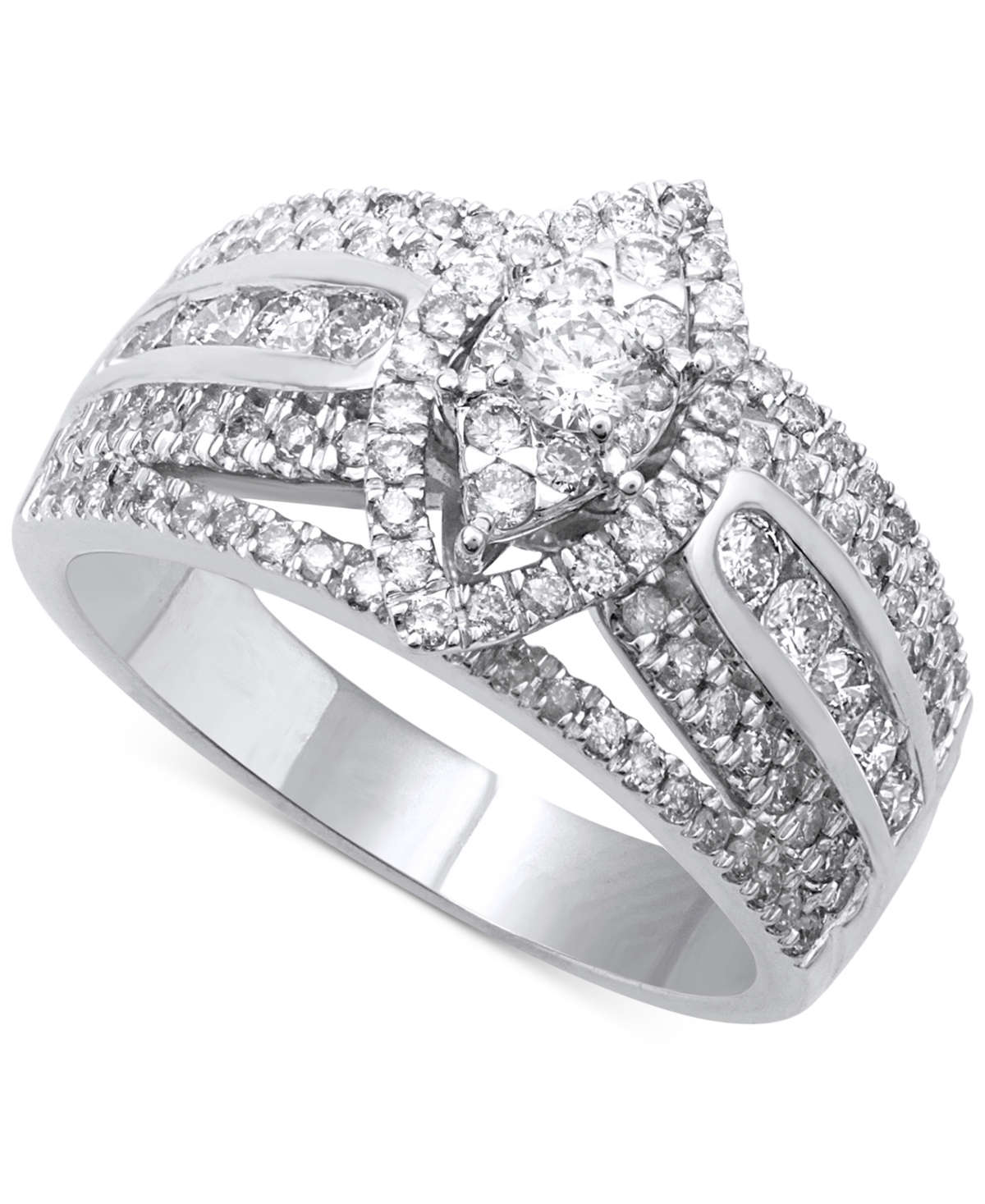 Macy's Diamond Marquise-shaped Cluster Halo Engagement Ring (1 Ct. T.w.) In 14k White Gold