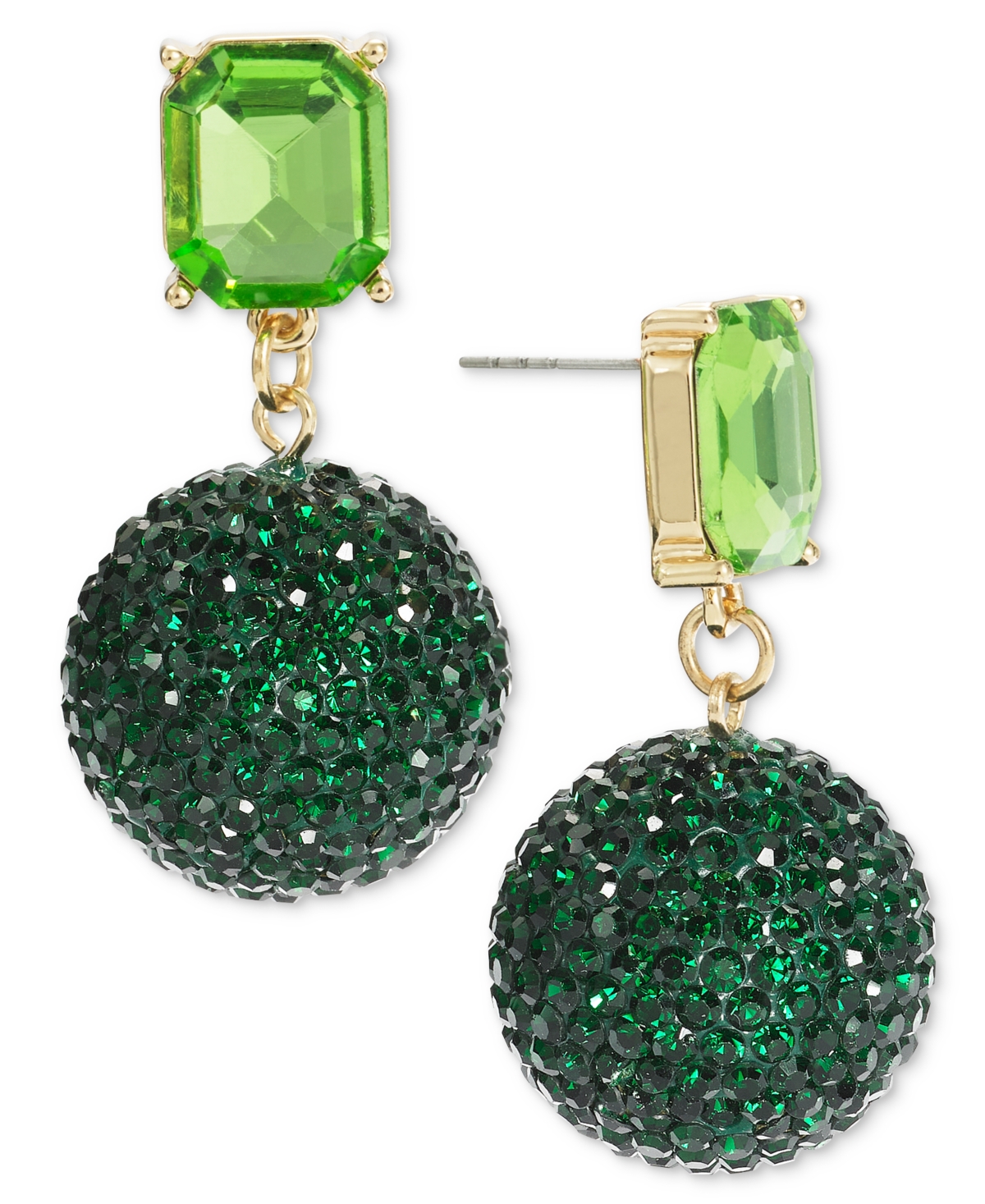 On 34th Pave Fireball Drop Earrings, Created For Macy's In Green