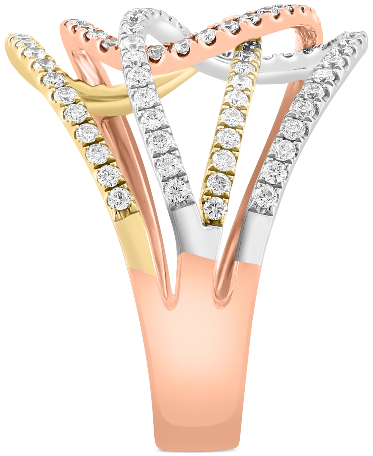 Effy Diamond Openwork Swirl Ring (5/8 ct. t.w.) in 14k Tricolor Gold - 14K Three Tone Gold