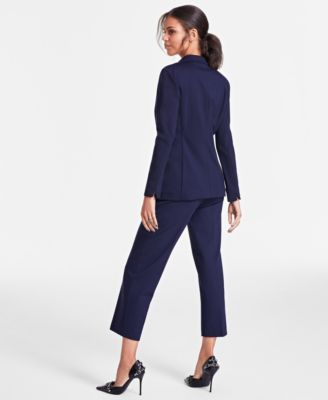Shop Bar Iii Womens Notch Collar Single Button Blazer Scoop Neck Camisole Tie Front Capri Pants Created For Macys In Black