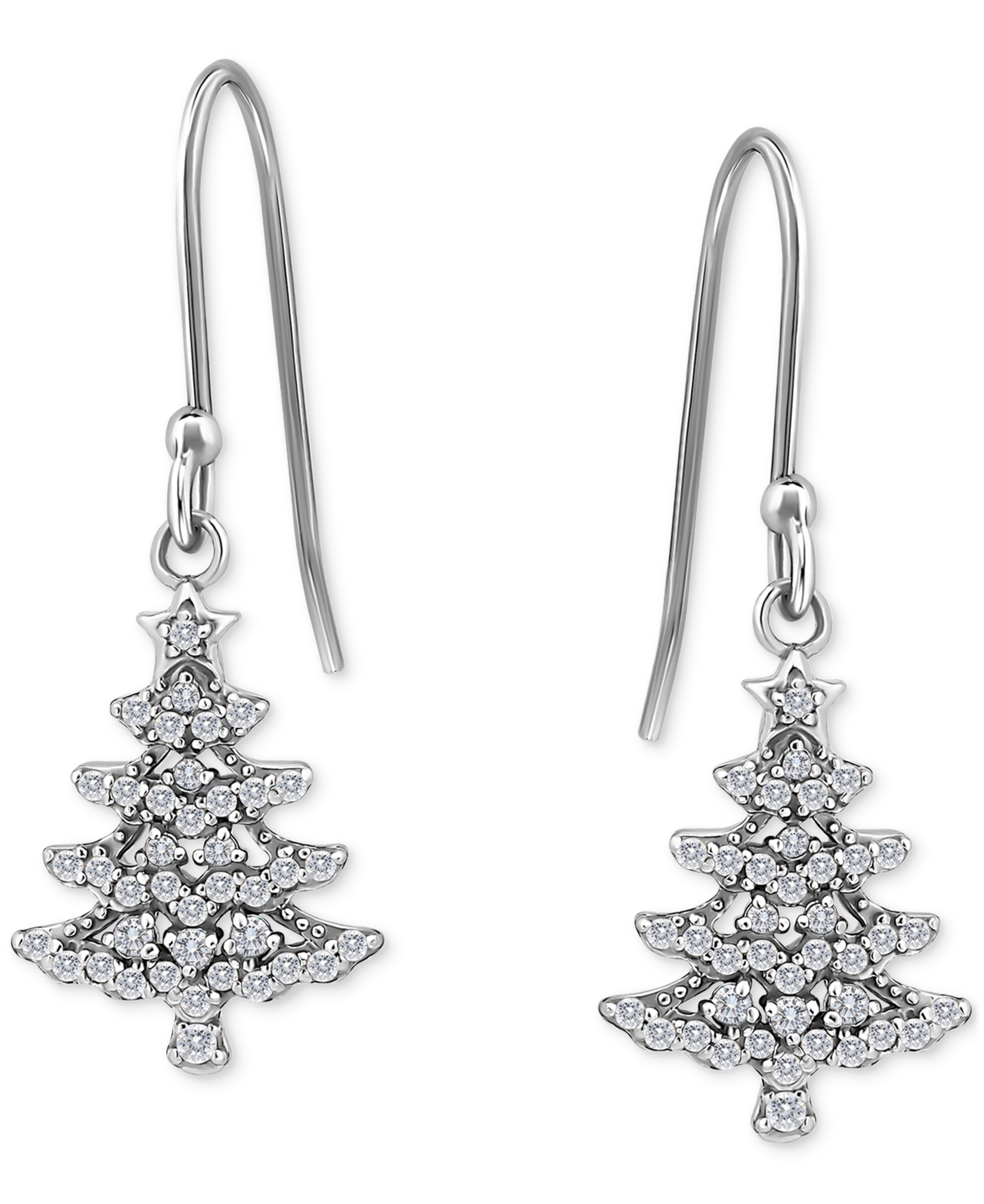 Giani Bernini Cubic Zirconia Christmas Tree Drop Earrings, Created for Macy's -White