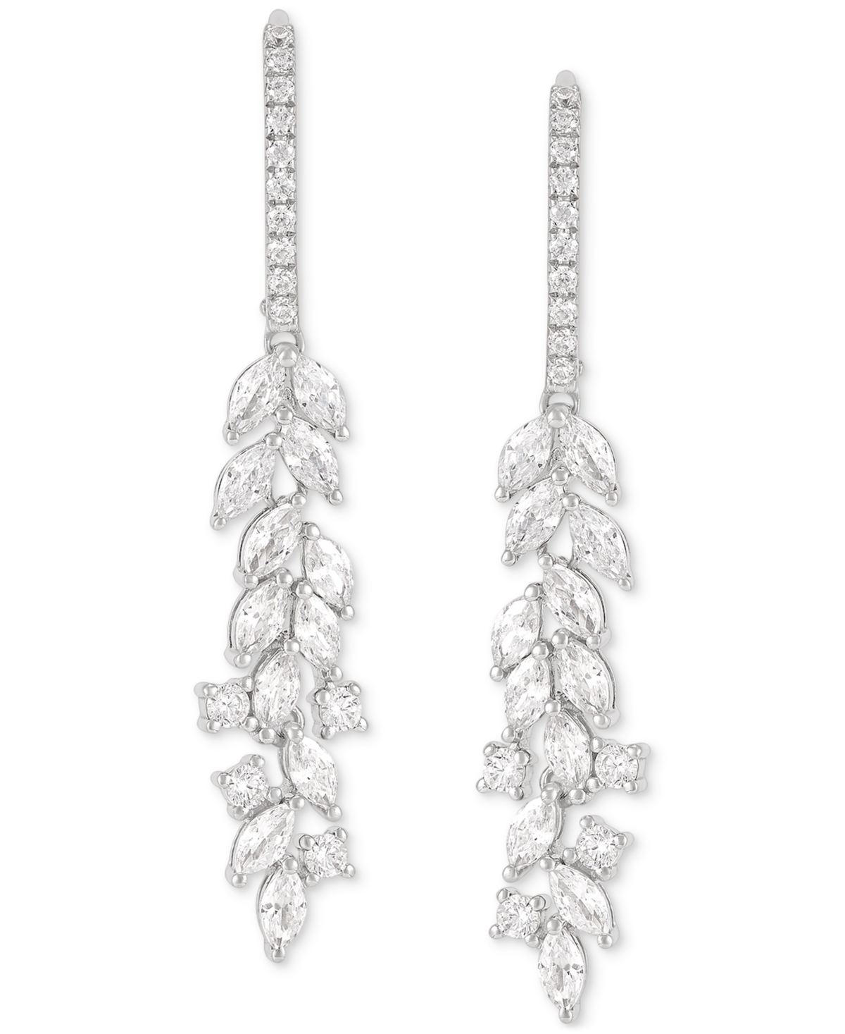 Lab Grown Diamond Marquise & Round Leverback Drop Earrings (2-1/2 ct. t.w.) in 14k White Gold - White Gold