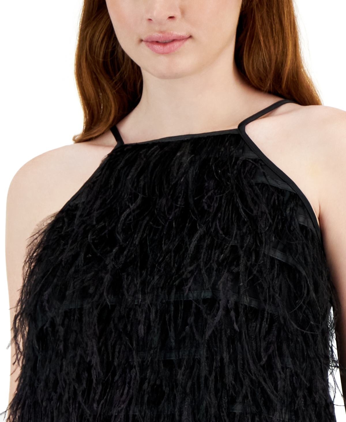 Shop Lucy Paris Women's Bijou Sleeveless Faux-feather Top In Black