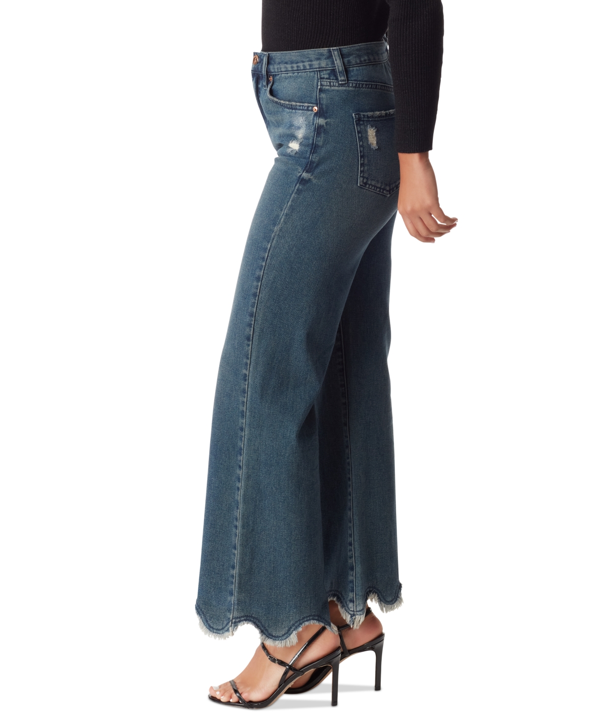 Shop Sam Edelman Women's Codie Scalloped-hem Wide-leg Jeans In Grove W Scallop Hem