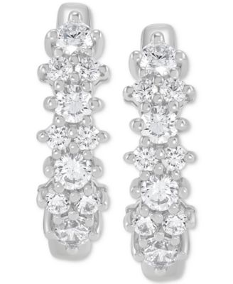 Lab Grown Small Diamond Hoop Earrings (1/2 ct. t.w.) in Sterling Silver or 14k Gold-Plated Sterling Silver