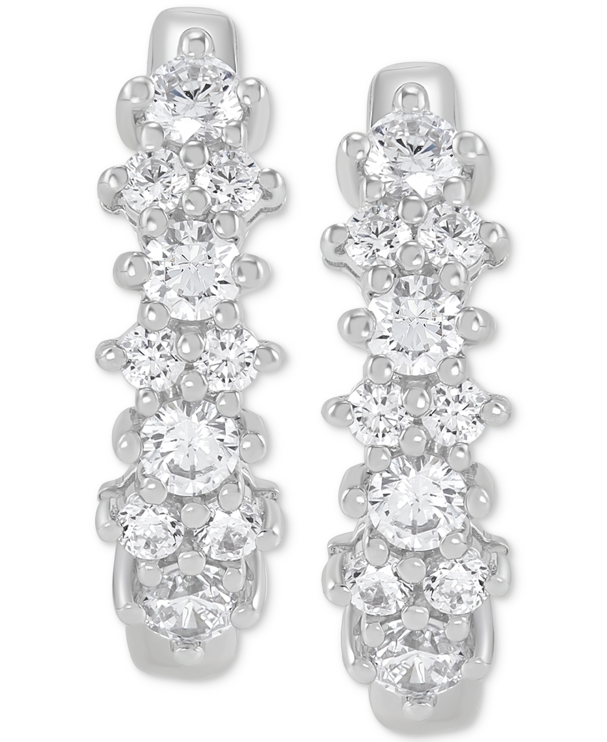 Lab Grown Diamond Hoop Earrings (1/2 ct. t.w.) or 14k Gold-Plated Sterling Silver - Sterling Silver