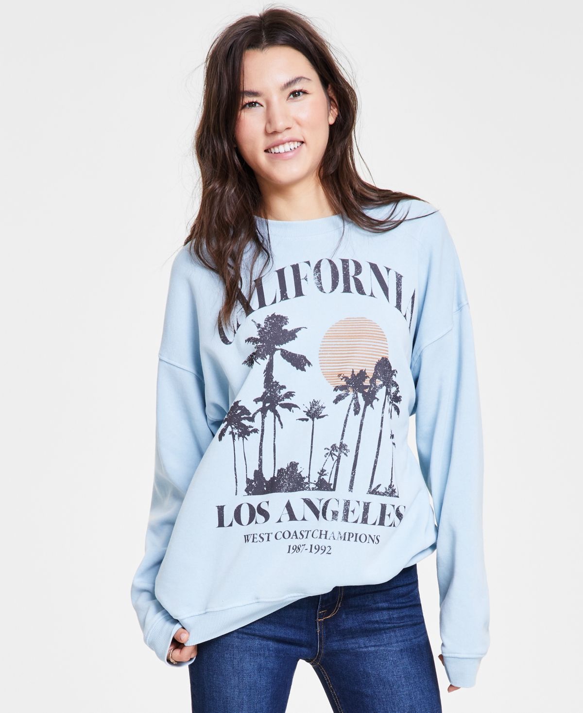 Juniors' California Sweatshirt - Blue Min Wash