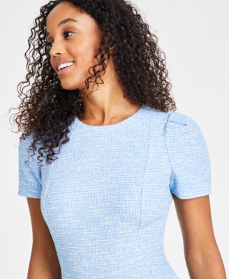 Women's Tweed Short-sleeve Sheath Mini Dress