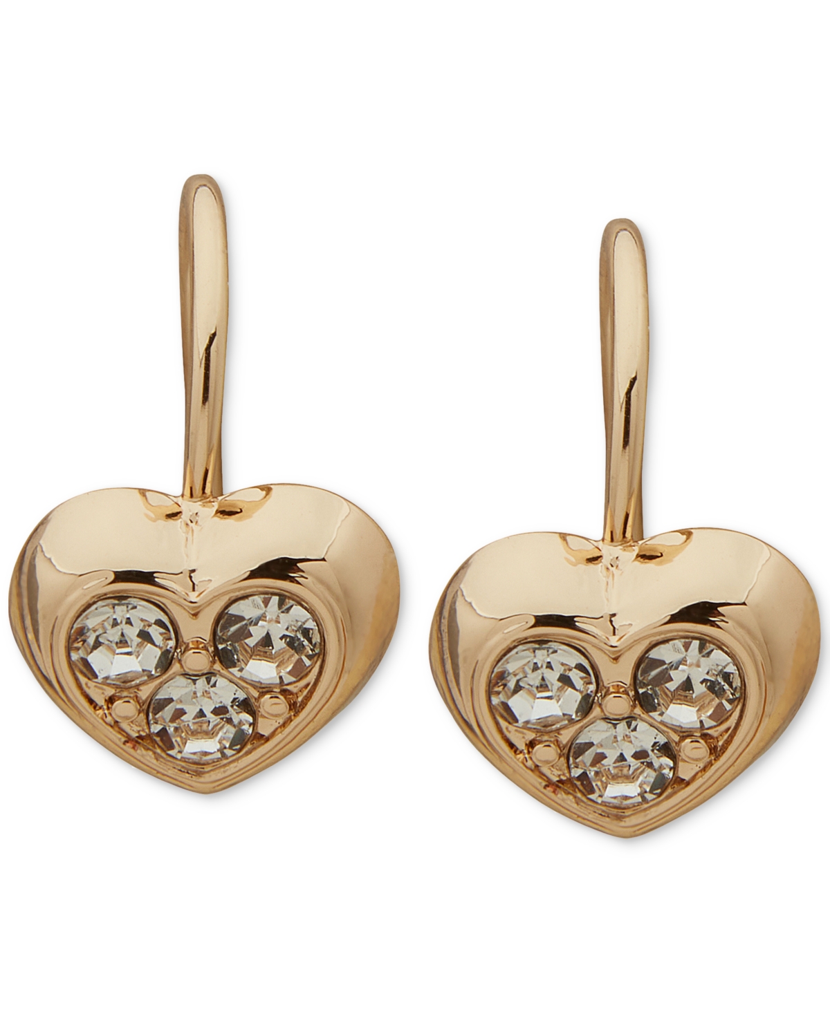 Anne Klein Gold-tone Crystal Heart Stud Clip On Earrings In Gold,silver