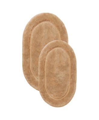 Oval Solid Non-Skid Washable Cotton 2-Pc. Bath Rug Set