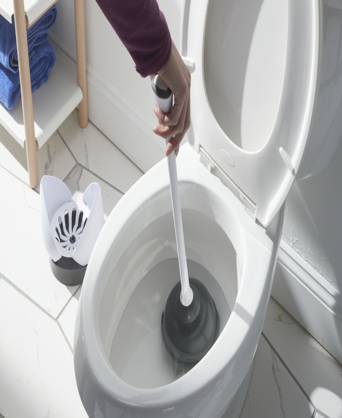 CLOROX TOILET PLUNGER AND BOWL BRUSH COMBO SET WITH CADDY, 6.75" X 7" X 19.5", PACK OF 2 