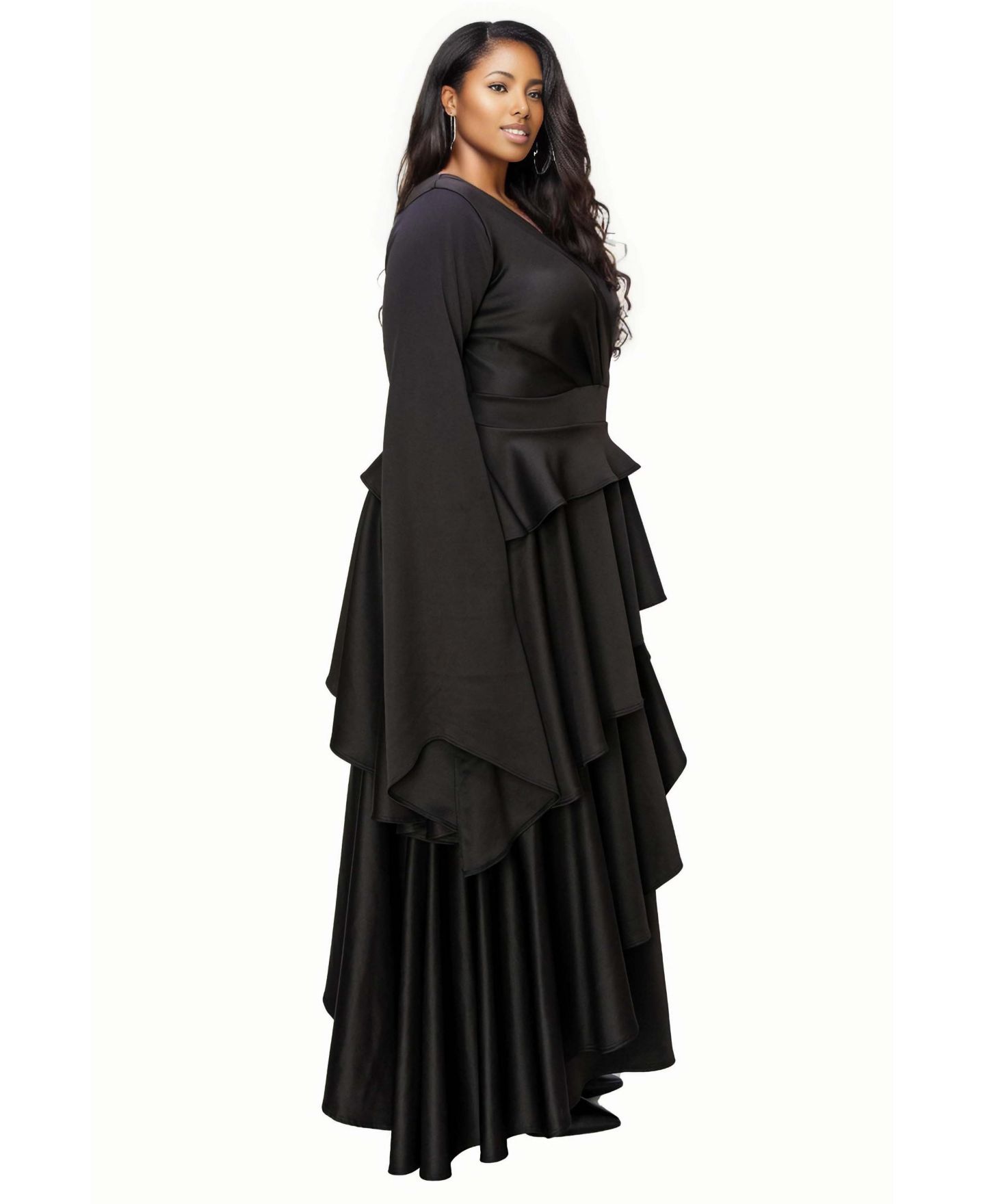 Женское платье L I V D Plus Size Zeta Ruffled Drama, цвет: Чёрный — фото 3