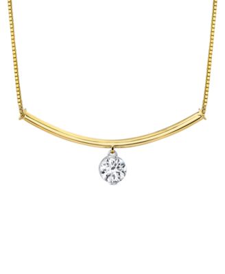 Sirena - Diamond Dangle Curved Bar 18" Pendant Necklace (5/8 ct. t.w.) in 14k Two-Tone Gold