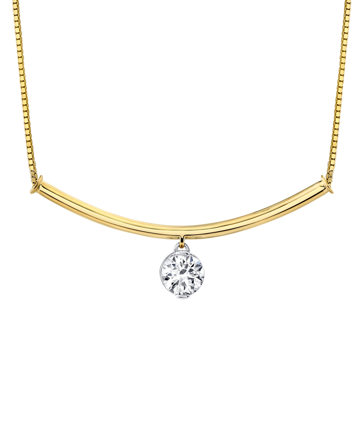 Diamond Dangle Curved Bar 18" Pendant Necklace (5/8 ct. t.w.) in 14k Two-Tone Gold - Two-Tone