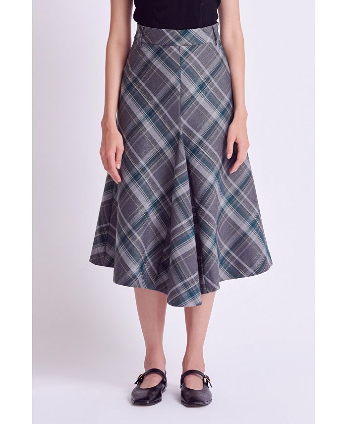 Plaid midi a line skirt online