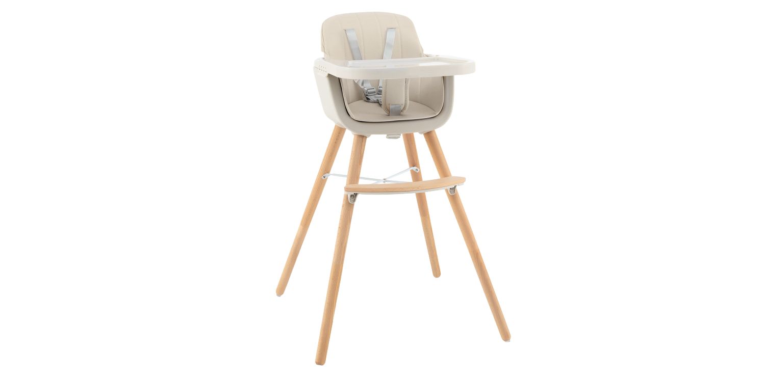 3 in 1 Convertible Wooden High Chair with Soft Cushion for Babies