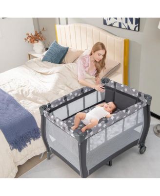 Portable Baby Playard with Changing Table Bassinet and Music Box