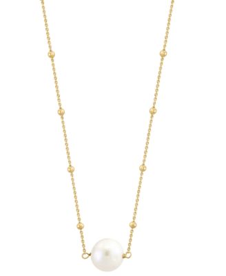 EFFY Collection - Freshwater Pearl (10mm) & Polished Bead 16" Pendant Necklace in Gold-Plated Sterling Silver
