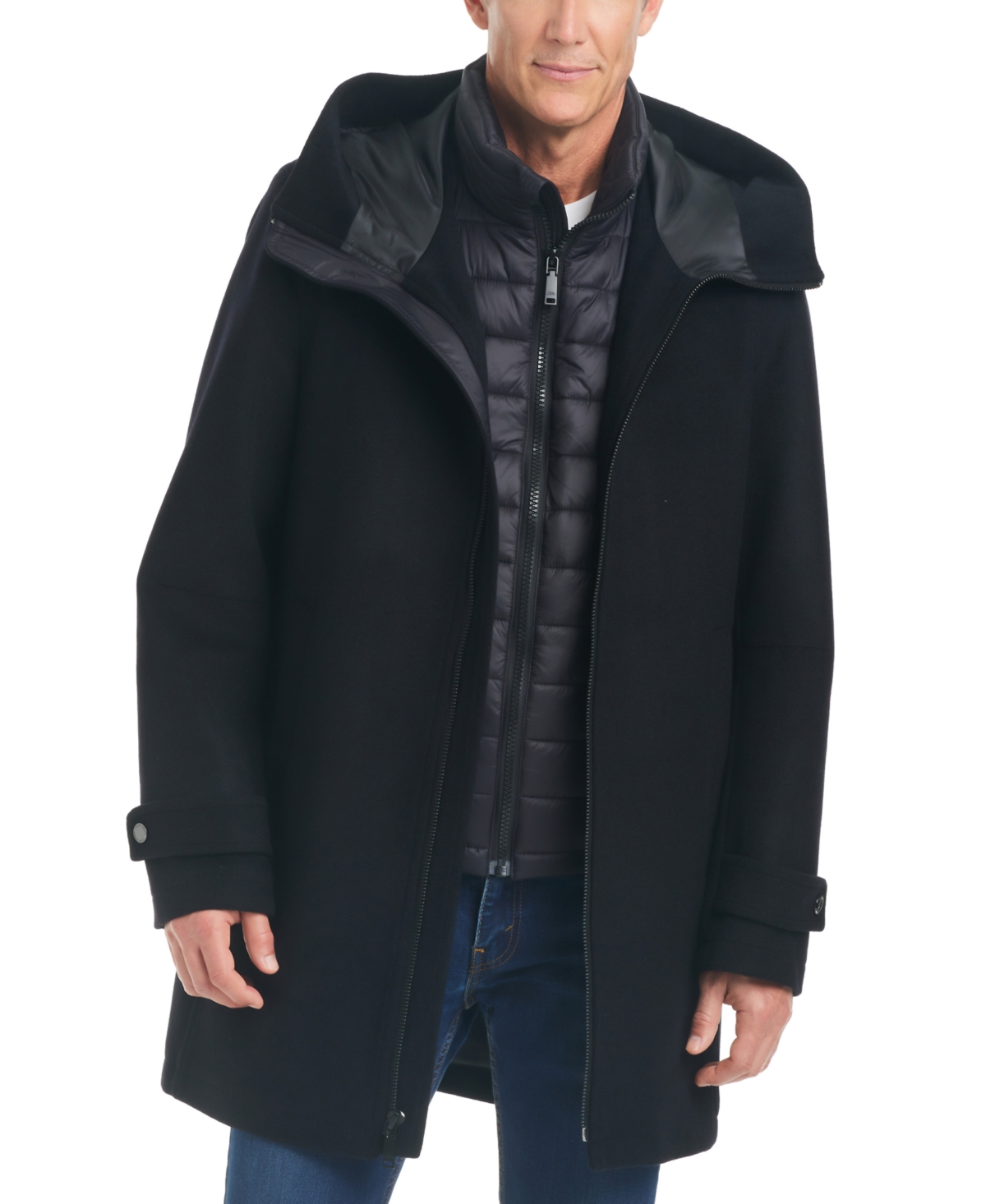 Shop Vince Camuto Men's Three-in-one Wool Coat In Black
