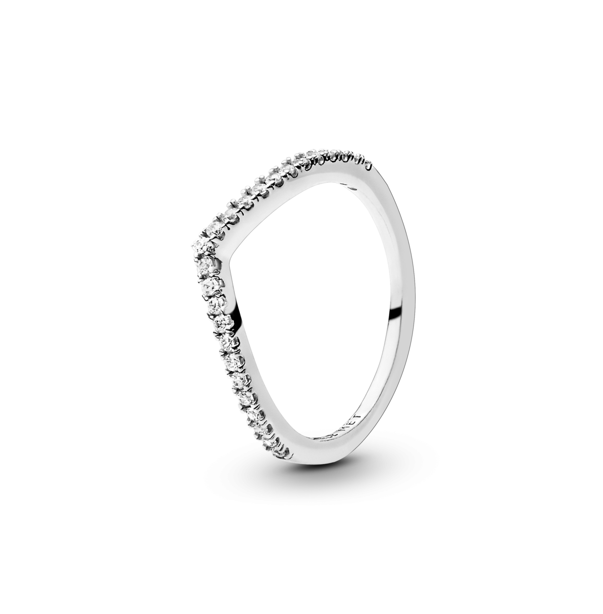 Pandora Cubic Zirconia Timeless Sparkling Wishbone Ring In Silver