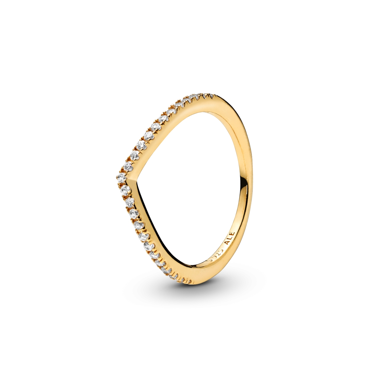Pandora Cubic Zirconia Timeless Sparkling Wishbone Ring In Gold