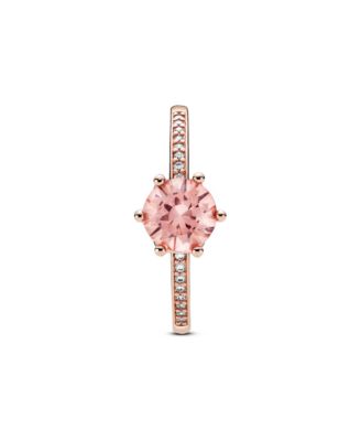 Cubic Zirconia Moments Pink Sparkling Crown Solitaire Ring