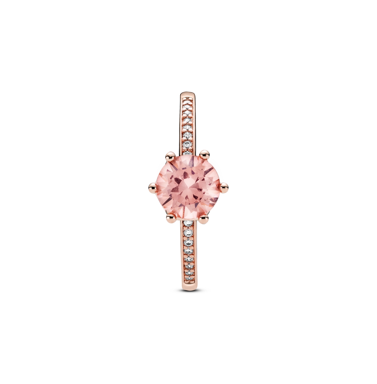 Pandora Cubic Zirconia Moments Pink Sparkling Crown Solitaire Ring In Rose Gold