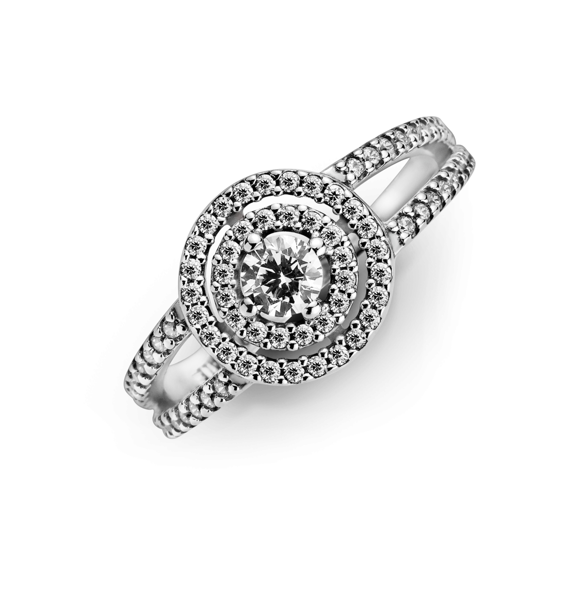 Pandora Cubic Zirconia Timeless Sparkling Double Halo Ring In Silver