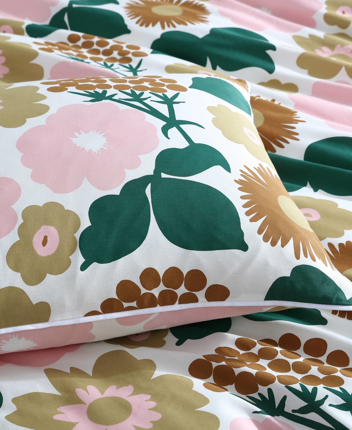 Marimekko Pieni Kukkatori Cotton 3 Piece Duvet Cover Set, - Beige